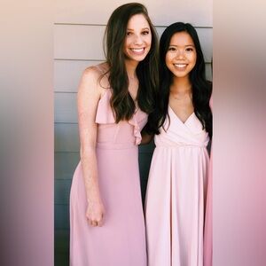 Tobi Blush Pink Midi Wrap & Ruffle Dress